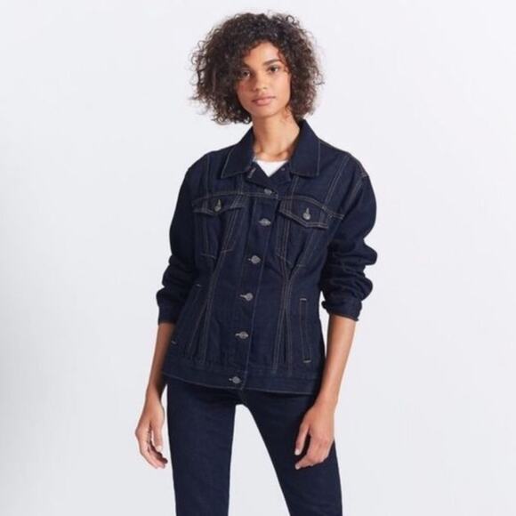 Current/Elliot The Corset Denim Trucker Jacket - Picture 1 of 9